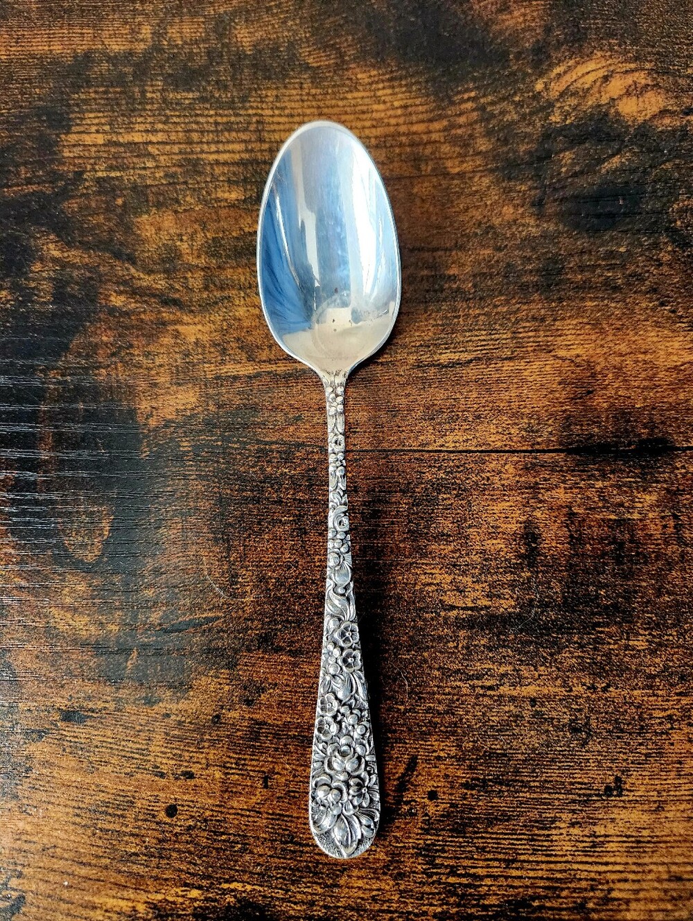 Stieff Sterling Silver Rose Repousse Tea Spoon Vintage